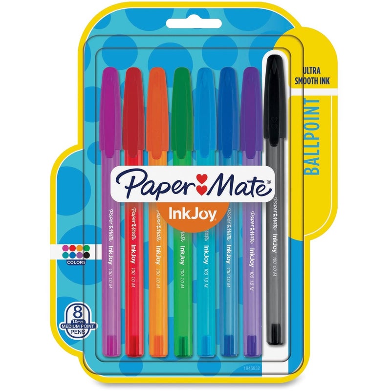 Paper Mate InkJoy 100ST Ballpoint Pens, Medium Point, Assorted Ink,8 count(pack of 1) (1945932) - Image 1